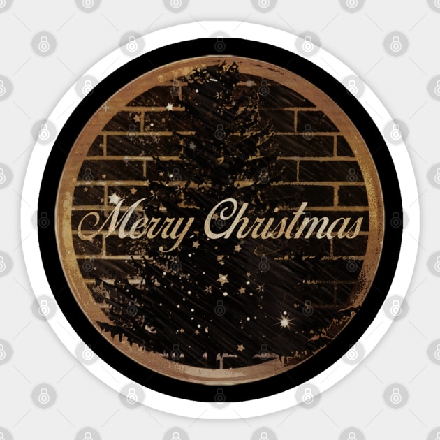 Marry Christmas elegant gold and black Christmas tree Xmas ideas decor Sticker by AGRHouse